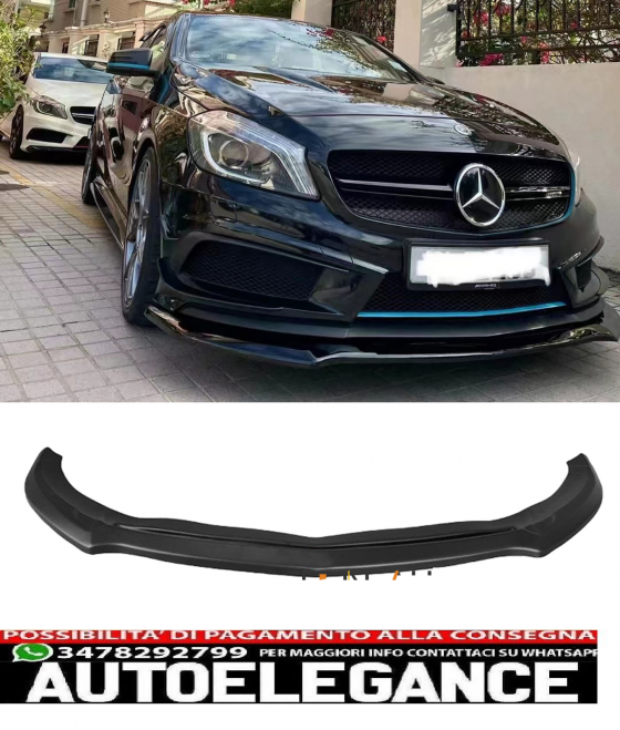 SPLITTER FRONT APRON SPOILER LIP FOR MERCEDES W176 AMG Line GLOSS BLACK