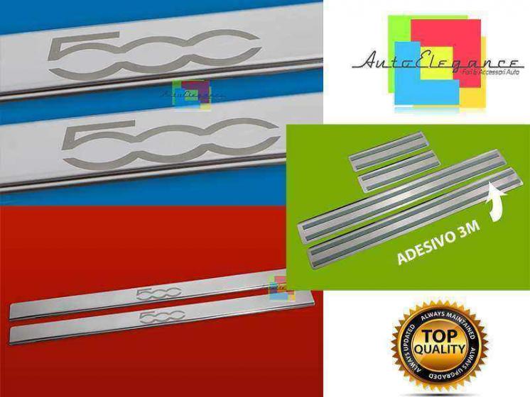 FIAT 500 2007+ PEDANE BATTITACCO LOOK ACCIAIO INOX FINITURA CROMATA