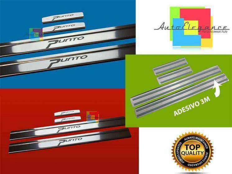 FIAT GRANDE PUNTO 2006-2012 PEDANE BATTITACCO LOOK ACCIAIO INOX FINITURA CROMATA