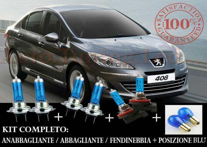 PEUGEOT 408 SET COMPLETO LAMPADE BLU XENON + LAMPADINE POSIZIONE BLU XENON