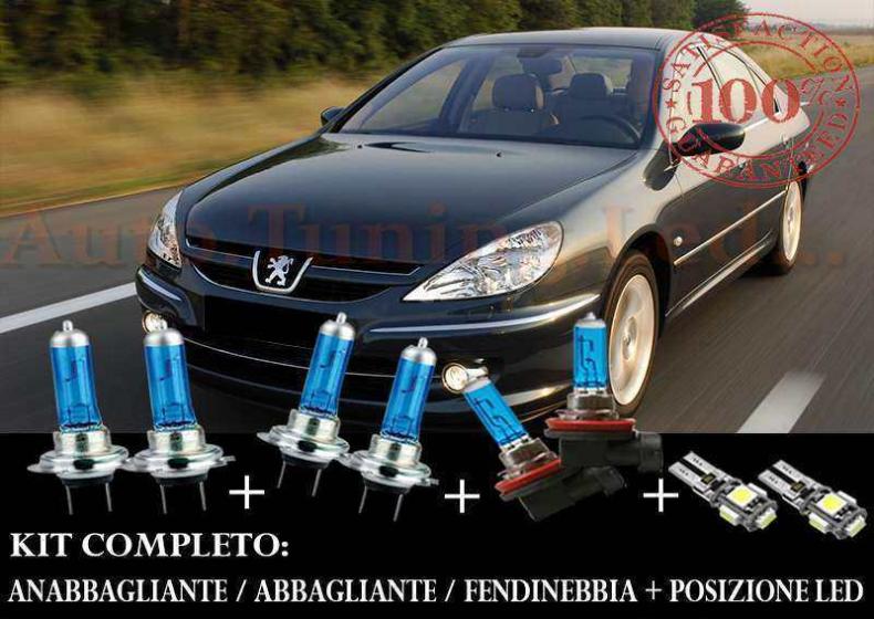 PEUGEOT 607 2000-2010 SET COMPLETO LAMPADE BLU XENON + LAMPADINE POSIZIONE A LED