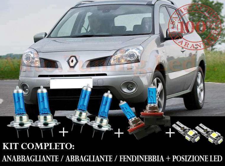 RENAULT KOLEOS 2008+ SET COMPLETO LAMPADE BLU XENON + LAMPADINE POSIZIONE A LED