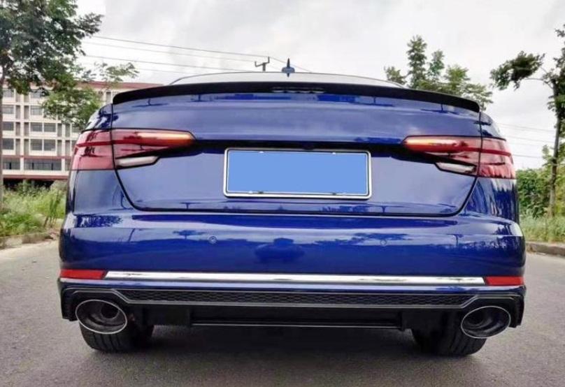 AUDI A4 B9 8W 2016-2019 SLINE DIFFUSORE POSTERIORE SOTTO PARAURTI E TERMINALI CROMATI LOOK RS4