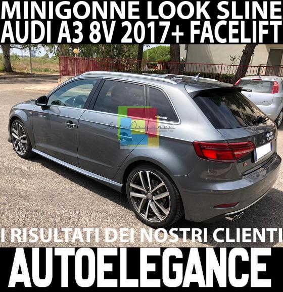AUDI A3 8V SPORTBACK 2017+ FACELIFT COPPIA MINIGONNE LATERALI SOTTO PORTA LOOK S-LINE S3 