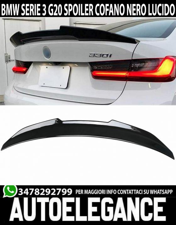BMW SERIE 3 G20 BERLINA 2018+ SPOILER POSTERIORE SUL COFANO LOOK M3 NERO LUCIDO