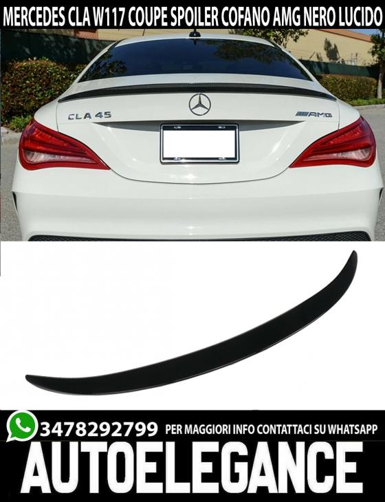 MERCEDES CLA W117 COUPE 2013+ SPOILER POSTERIORE SUL COFANO LOOK AMG NERO LUCIDO