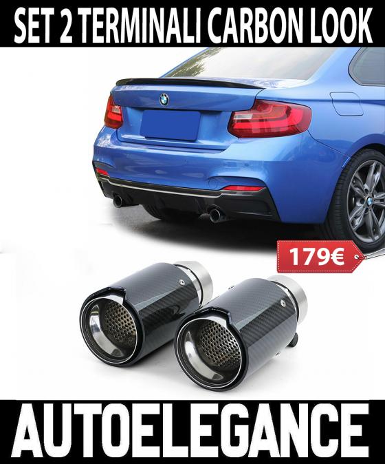 BMW SERIE 2 F22 F23 TERMINALI DI SCARICO SPORTIVI ACCIAIO INOX LOOK M CARBONIO