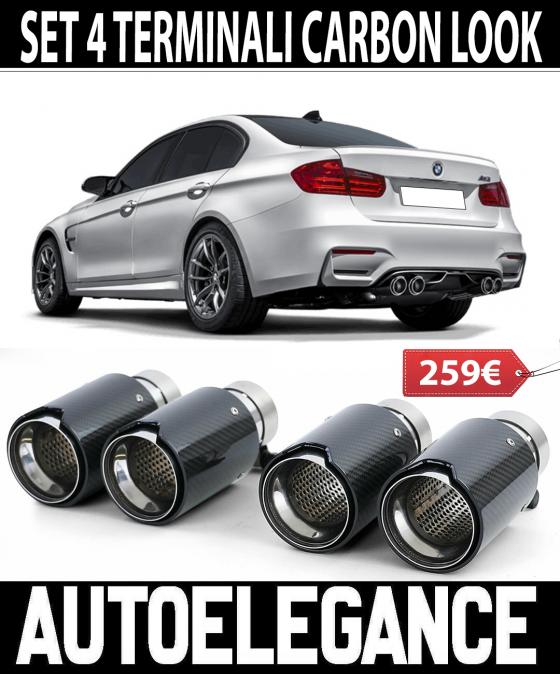 BMW SERIE 3 F30 F31 TERMINALI DI SCARICO SPORTIVI ACCIAIO INOX LOOK M3 CARBONIO