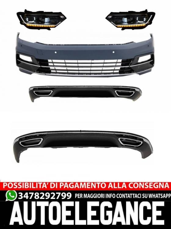 Paraurti anteriore e posteriore con fari e diffusore adatto per VW Passat B8 3G